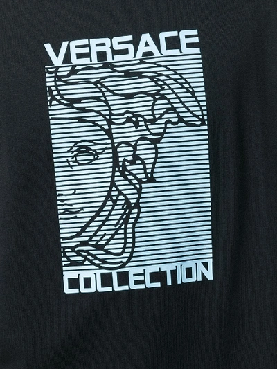 Shop Versace Logo Print Cotton T-shirt In Black