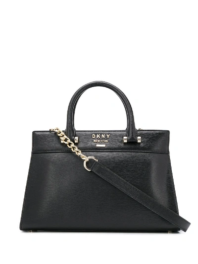 Shop Dkny Ava Leather Bag In Black