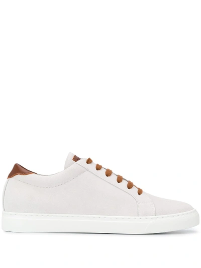 Shop Brunello Cucinelli Leather And Suede Contrast Lace-up Sneakers In White
