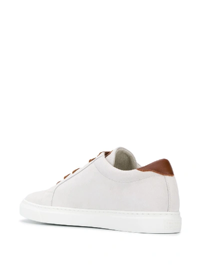 Shop Brunello Cucinelli Leather And Suede Contrast Lace-up Sneakers In White
