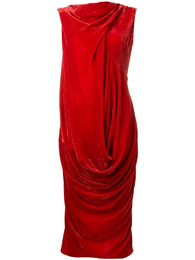 Shop Rick Owens Velvet Dress In Red