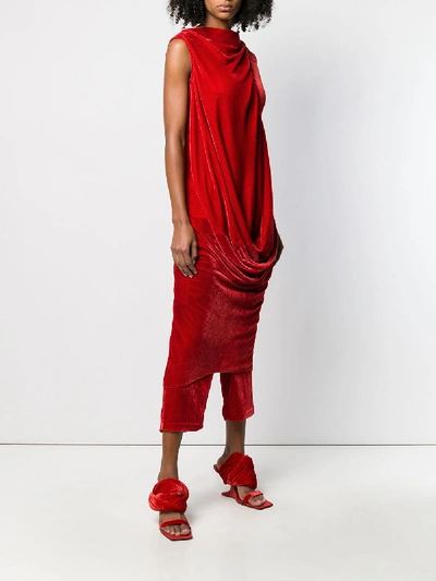 Shop Rick Owens Velvet Dress In Red