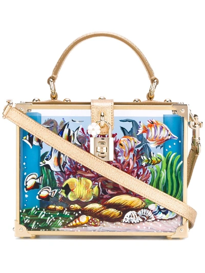 Shop Dolce & Gabbana Dolce Box Aquarium Handbag In Gold