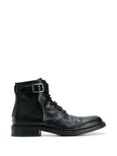 Shop Saint Laurent Calf Leather Boot In Black