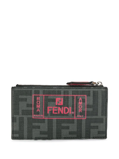 Shop Fendi Credit Card Holder With Logo In Black