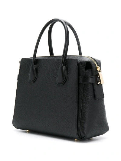 Shop Michael Michael Kors Mercer Leather Handbag In Black