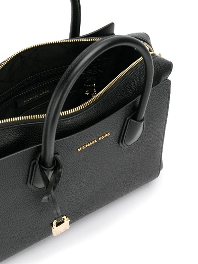 Shop Michael Michael Kors Mercer Leather Handbag In Black
