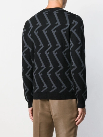 Shop Fendi Wool Sweater With Logo In Black