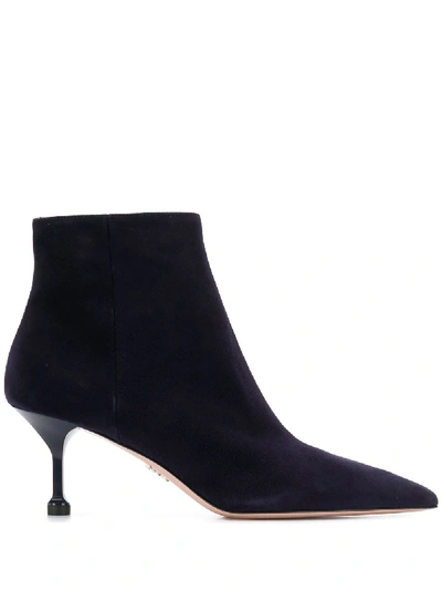 Shop Prada Suede Ankle Boots In Blue
