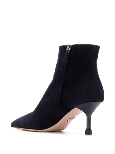 Shop Prada Suede Ankle Boots In Blue
