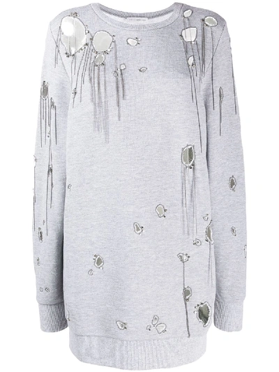 Shop Faith Connexion Long Ripped Sweatshirt In Grey