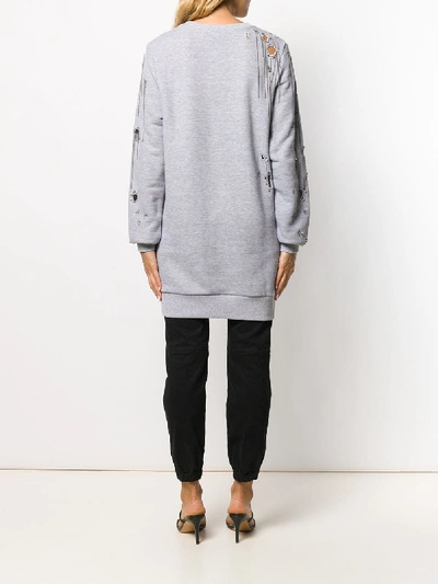 Shop Faith Connexion Long Ripped Sweatshirt In Grey