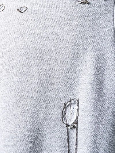 Shop Faith Connexion Long Ripped Sweatshirt In Grey