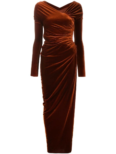Shop Alexandre Vauthier Long Velvet Dress In Red