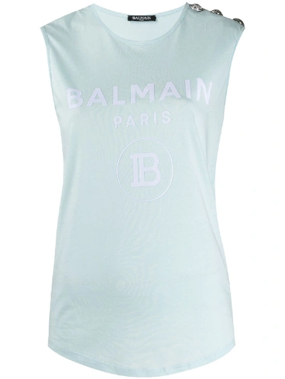 Shop Balmain T-shirt With Logo In Blue