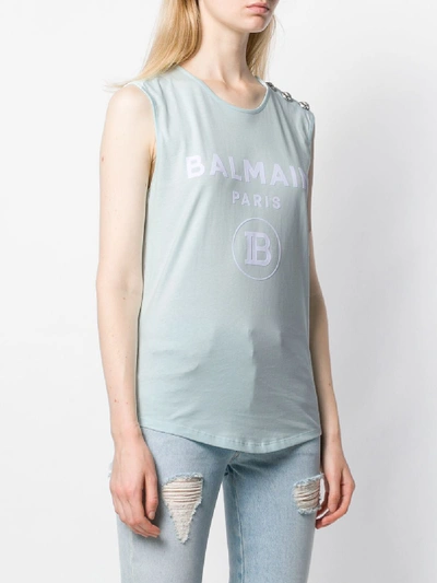 Shop Balmain T-shirt With Logo In Blue