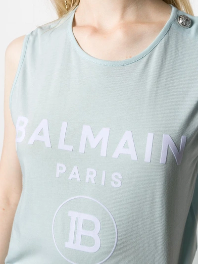 Shop Balmain T-shirt With Logo In Blue