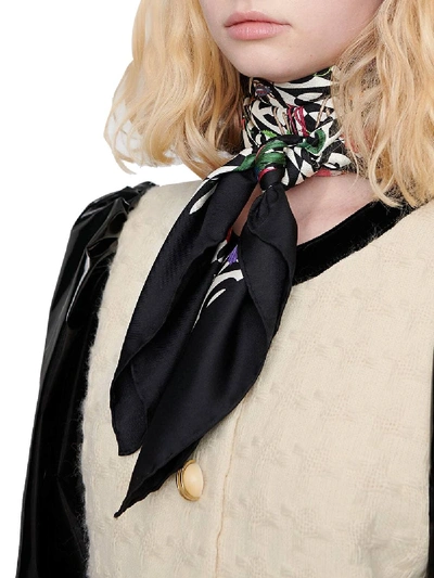 Shop Gucci Printed Silk Scarf In White