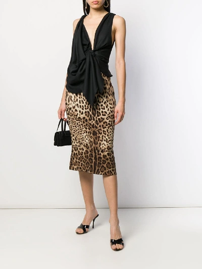 Shop Dolce & Gabbana Silk Skirt In Animalier