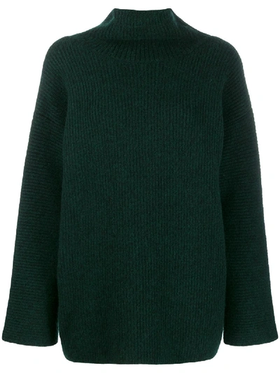 Shop Jacquemus Wool Highneck Sweater In Green