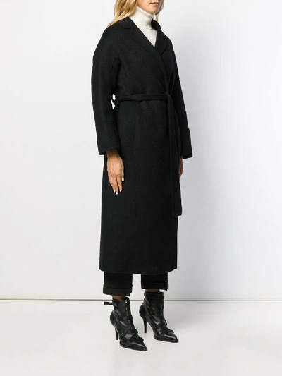 Shop P.a.r.o.s.h Wool Belted Coat In Black