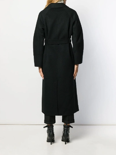 Shop P.a.r.o.s.h Wool Belted Coat In Black