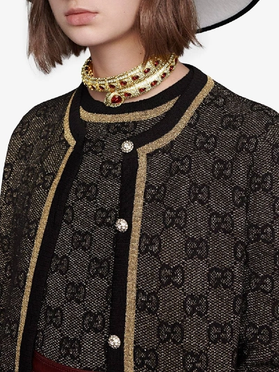 Shop Gucci Blend Wool Cardigan In Black