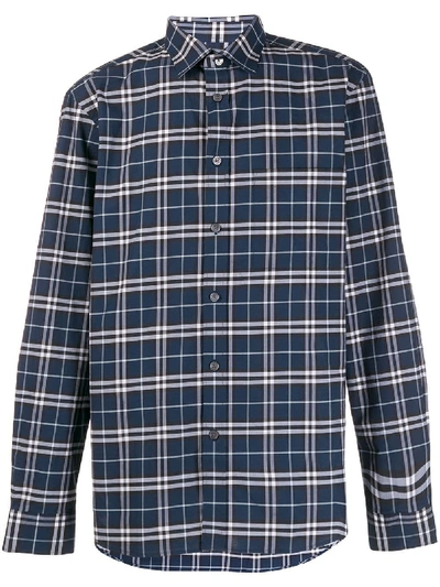 Shop Burberry Simpson Cotton Check Shirt In Blue