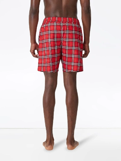 Shop Burberry Swimwear Boxer In Check In Red