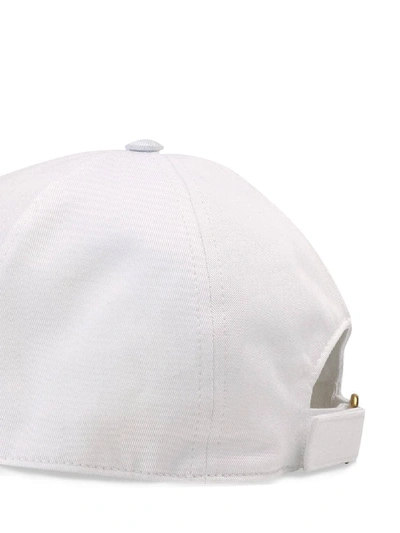 Shop Gucci Cotton Logo Embroidered Baseball Cap In White