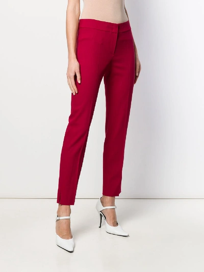 Shop Emporio Armani Wool Blend Trousers In Red