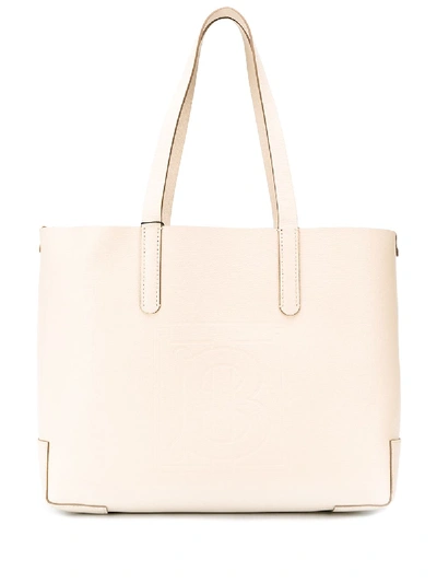 Shop Burberry Leather Tote Bag In White