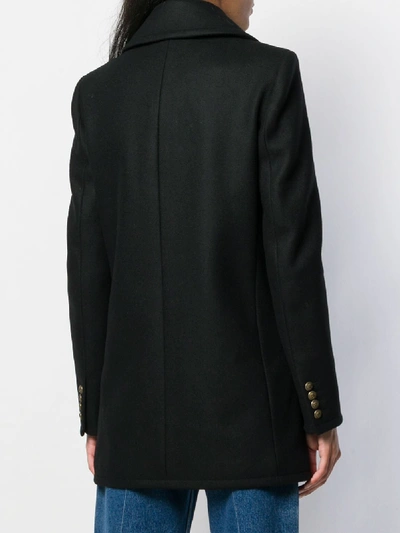 Shop Saint Laurent Double Breasted Coat In Virgin Wool