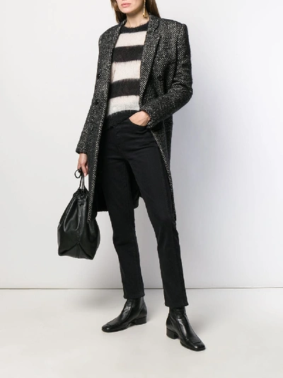 Shop Saint Laurent Double Breasted Coat In Wool