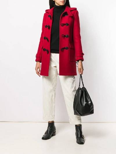 Shop Saint Laurent Long Coat In Virgin Wool In Red