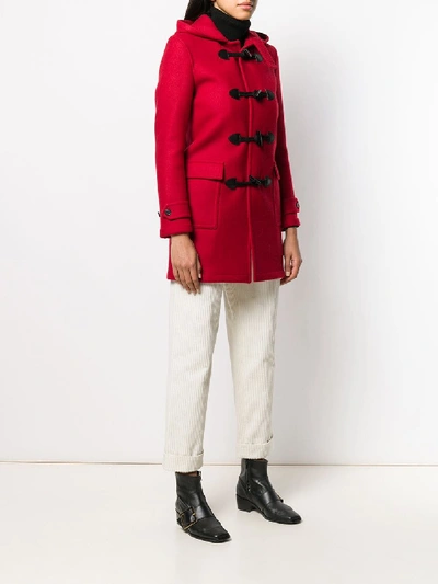 Shop Saint Laurent Long Coat In Virgin Wool In Red