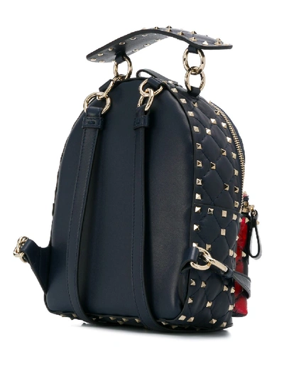 Shop Valentino Rockstud Spike Mini Leather Backpack In Blue