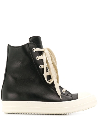 Shop Rick Owens Leather Trainers In Black