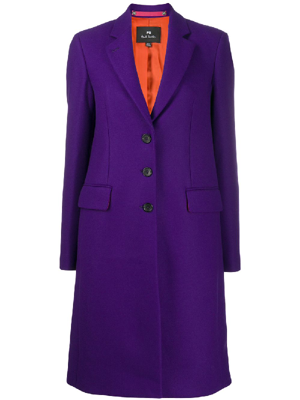 Paul Smith Double-breasted Coat In Violet | ModeSens