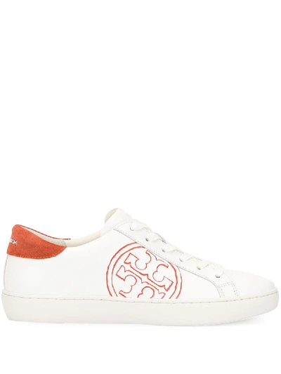 Shop Tory Burch T-logo Leather Sneakers In White