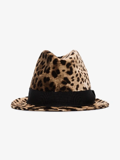 Shop Dolce & Gabbana Cotton Blend Hat In Animalier