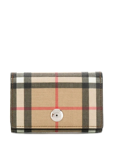Shop Burberry Lark Checked Wallet In Brown