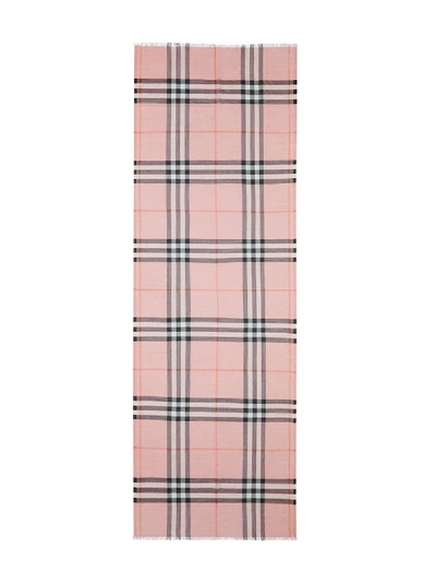 Shop Burberry Giant Check Wool Scarf In Pink