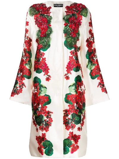 Shop Dolce & Gabbana Brocade Coat Portofino Collection In White