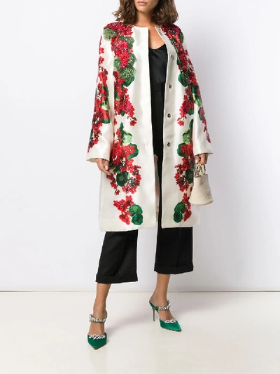 Shop Dolce & Gabbana Brocade Coat Portofino Collection In White