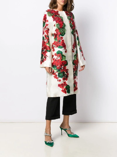 Shop Dolce & Gabbana Brocade Coat Portofino Collection In White