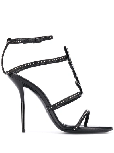 Shop Saint Laurent Cassandra Leather Sandals In Black