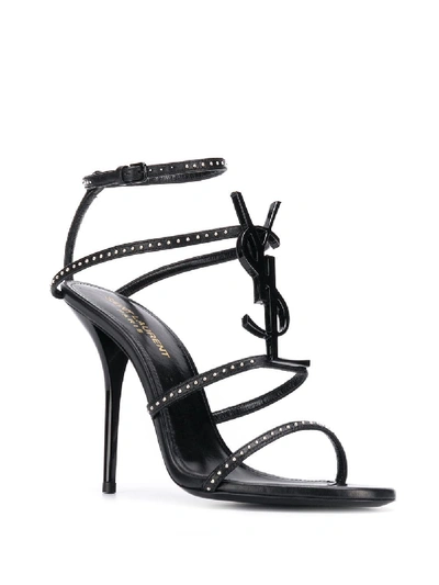 Shop Saint Laurent Cassandra Leather Sandals In Black