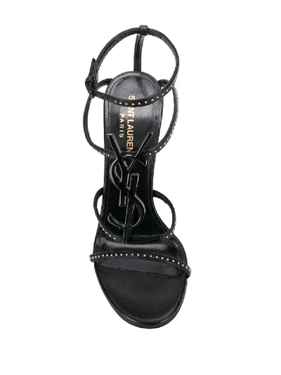 Shop Saint Laurent Cassandra Leather Sandals In Black