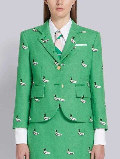 Shop Thom Browne Duck Embroidered Green Sport Coat